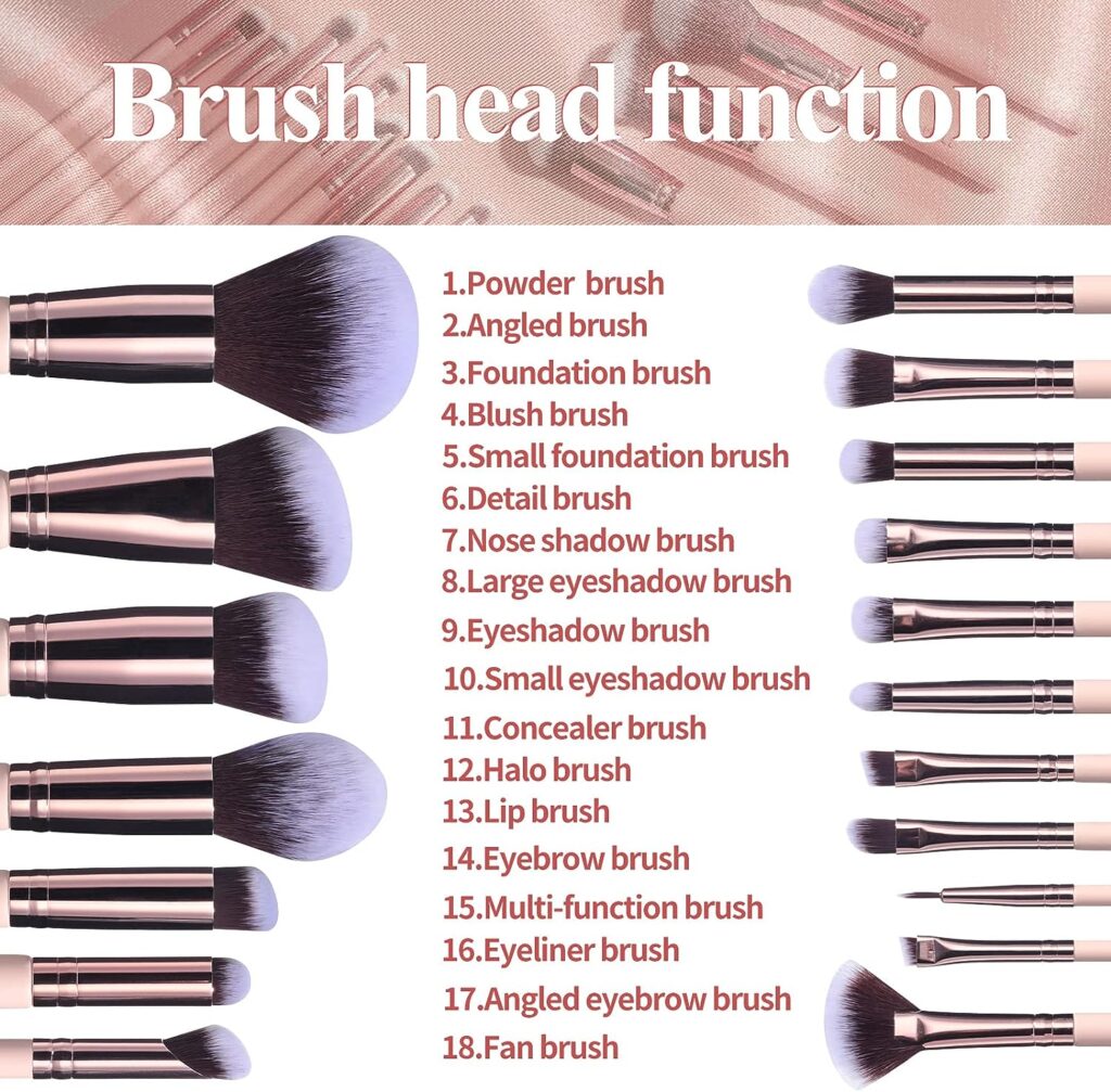 BS-MALL Makeup Brushes Premium Synthetic Foundation Powder Concealers Eye Shadows 18 Pcs Brush Set with 5 sponge Holder Sponge Case