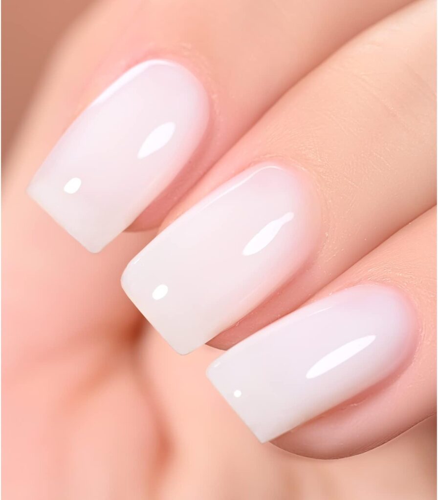 GAOY Milky White x Jelly Nude Gel Nail Polish Set, 6 Transparent Colors Sheer Pink Orange Gel Nail Kit for Salon Gel Manicure and Nail Art DIY at Home