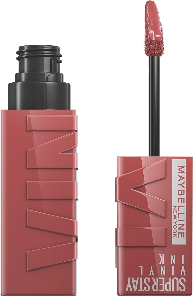 MAYBELLINE New York Super Stay Vinyl Ink Longwear No-Budge Liquid Lipcolor Makeup, Highly Pigmented Color and Instant Shine, Cheeky, Rose Nude Lipstick, 0.14 fl oz, 1 Count