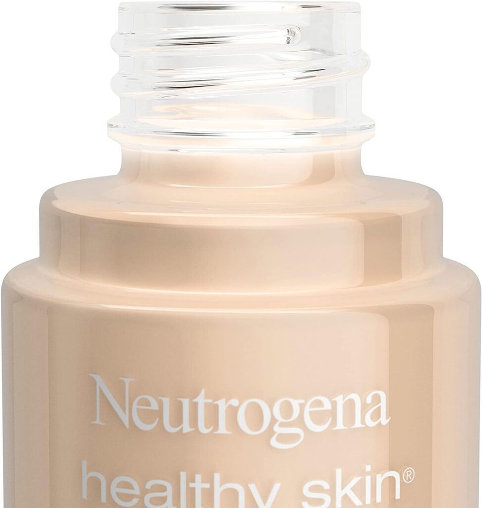 Neutrogena Healthy Skin Liquid Makeup Foundation, Broad Spectrum SPF 20 Sunscreen, Lightweight  Flawless Coverage Foundation with Antioxidant Vitamin E  Feverfew, 30 Buff, 1 fl. oz