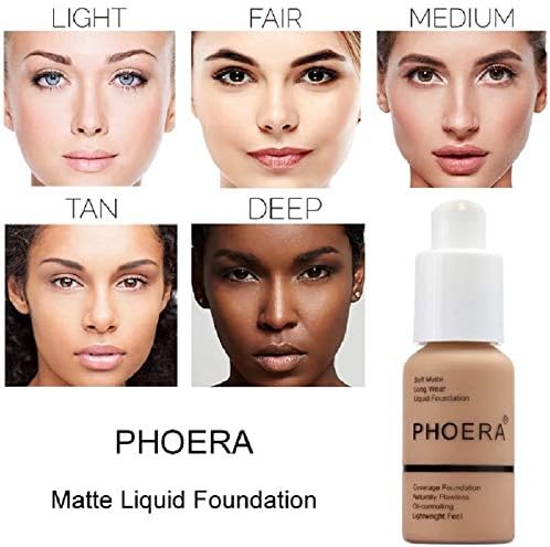 PHOERA Foundation,Flawless Soft Matte Liquid Foundation Oil Contro Concealer Durable Waterproof Full Coverage Foundation Makeup .(1 Pcs-103# Warm Peach)
